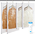 Hanging Vacuum Storage Bags with Electric Pump – 4-Pack Hanging Vacuum Seal Bags for Clothing, Space-Saving Compression Bags for Suits, Jackets, Travel Wear, Winter Coats & Outerwear