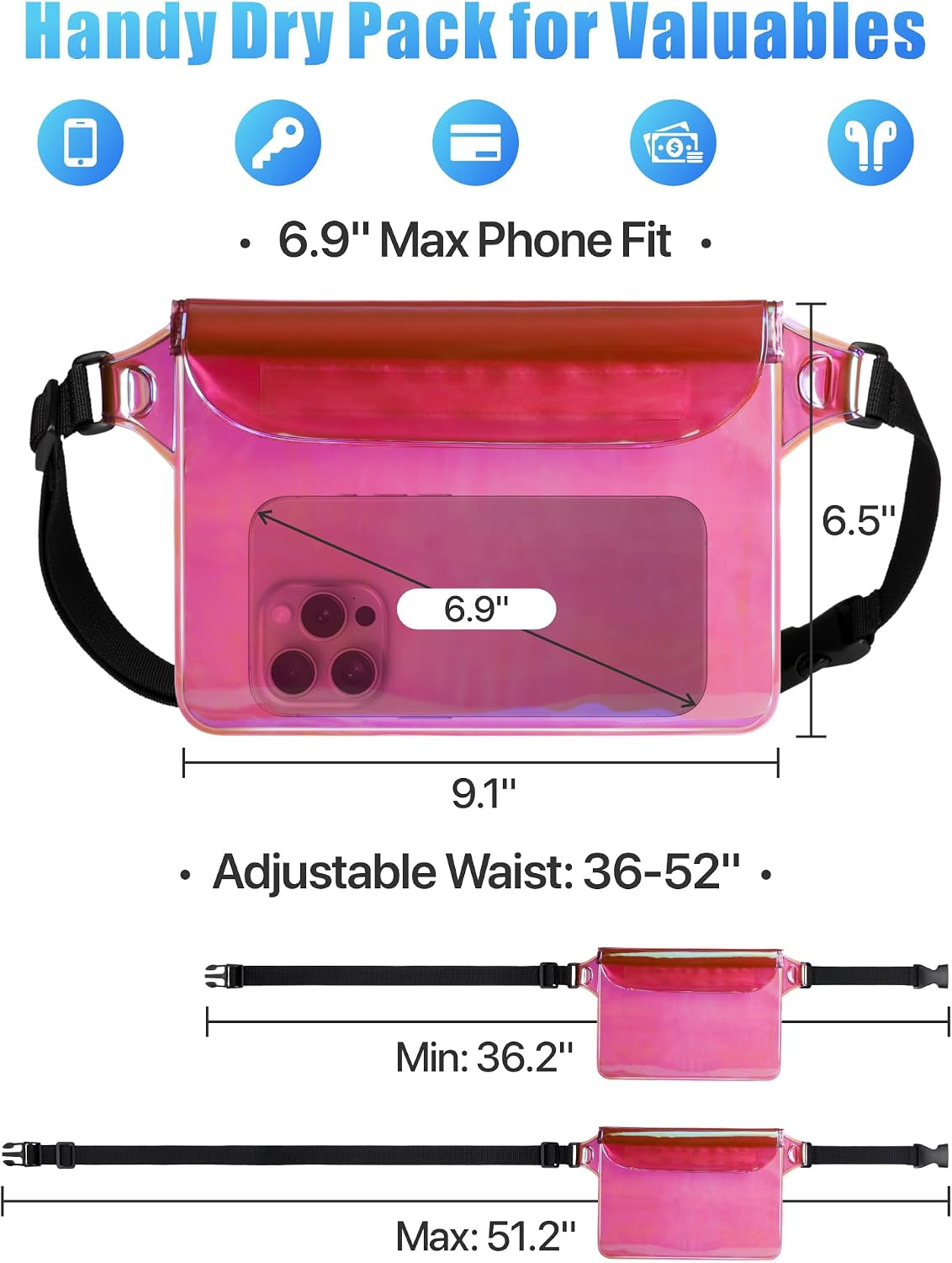 F-color Waterproof Fanny Pack - Waterproof Pouch, Beach Cruise Essentials
