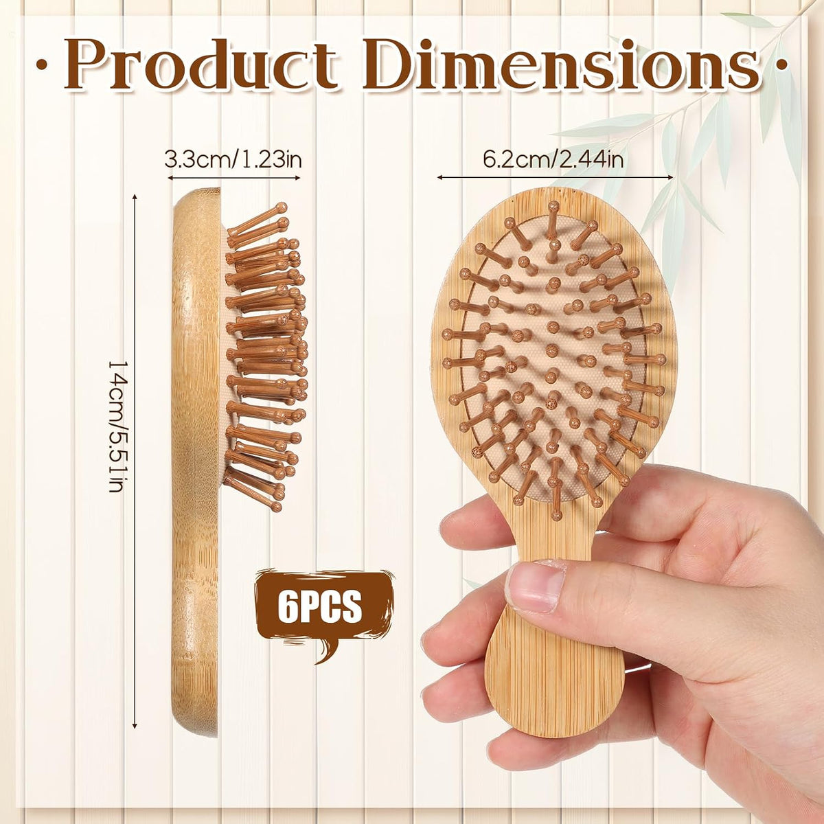 18 Pack Mini Bamboo Hair Brush Bulk, Bulk Natural Wooden Paddle Brush Detangling-Brush Paddle Mini Wood Hairbrushes Wood Hairs Brushs for Women Men Party Favors (Oval)