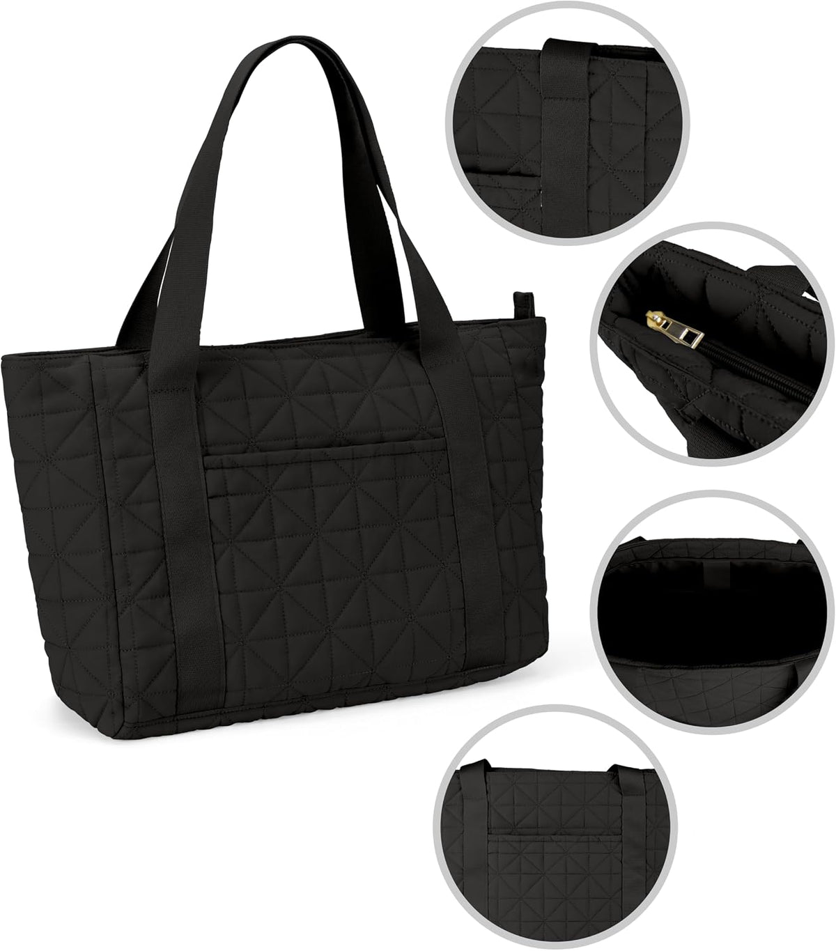 REVOTRA Tote Bag for Women, Puffer Work bag with Zipper, Quilted tote bag, Magnetic Pocket, Purse for Travel, Gym, College