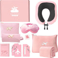 Travel Gifts for Women，Long Flight Essentials，Traveling Essentials for Women，International Travel Items Inclue Blanket with Bag，Neck Pillow，Makeup Storage Bag，Etc