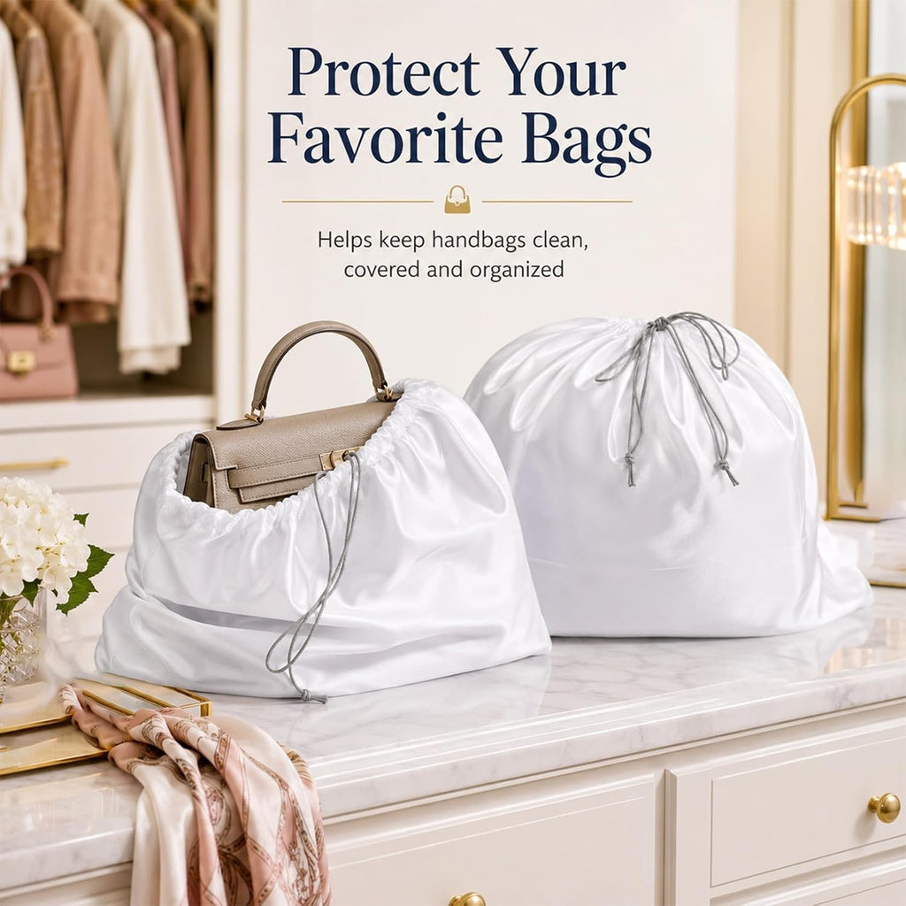 MAQIHAN Dust Bags for Handbags - Large Silk Purse Dust Bags with Drawstring