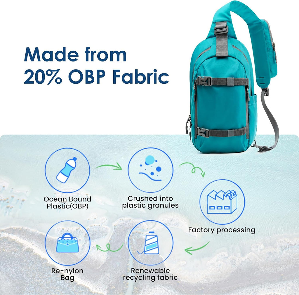 G4Free Recycled Sling Bag for Men Hiking Travel Anti-Theft Crossbody Bag