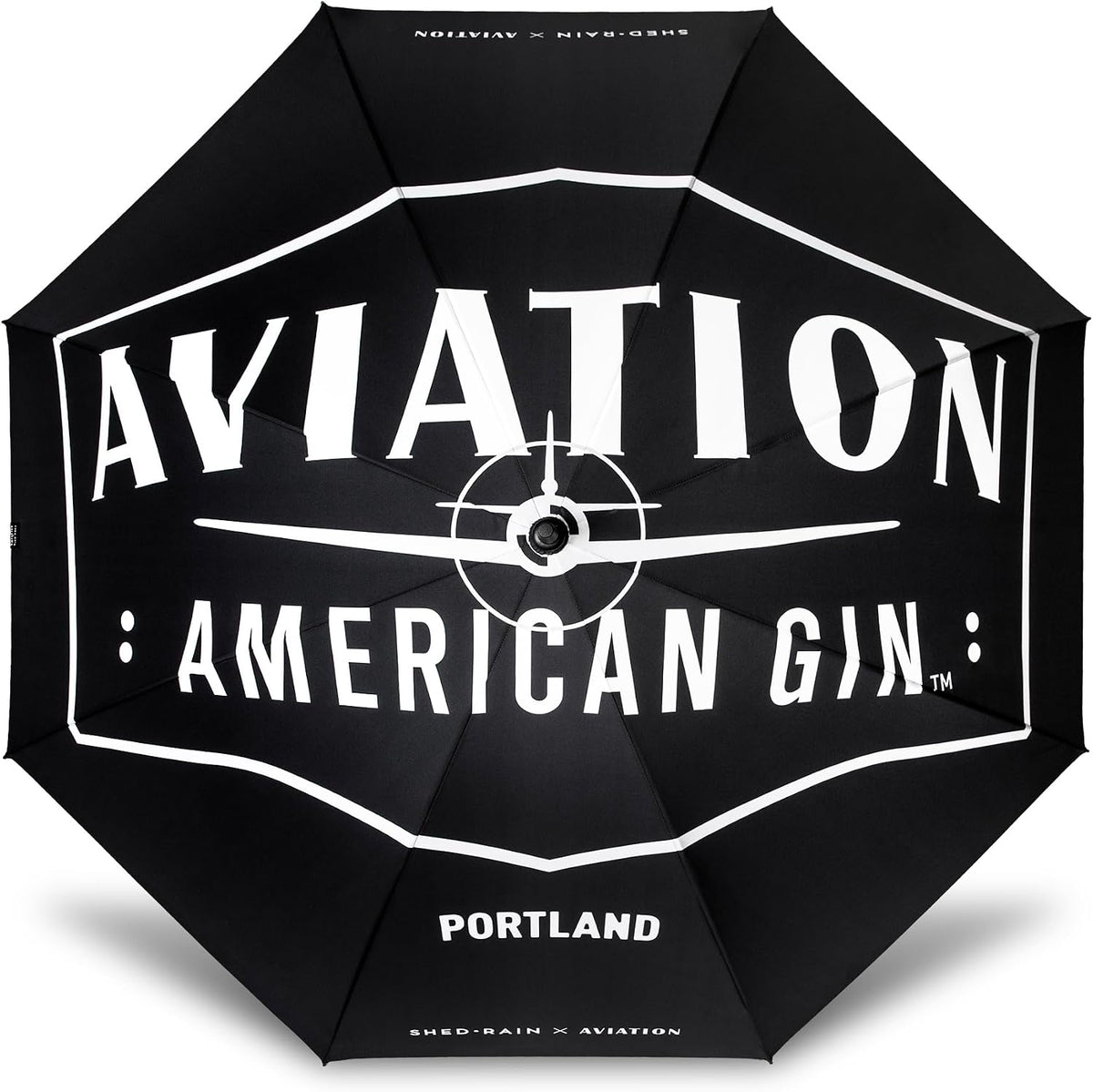ShedRain x Aviation Gin Golf Umbrella, Black Graphic Stick Umbrella