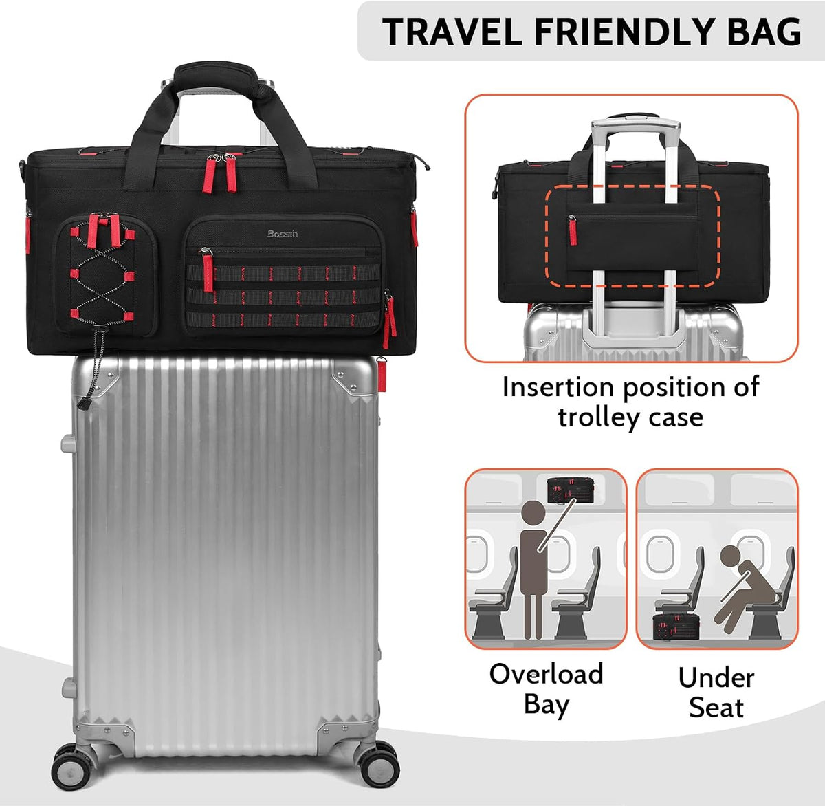 BOSSTIN DJ Cable Bag with Detachable Dividers for Equipment and Music Gear