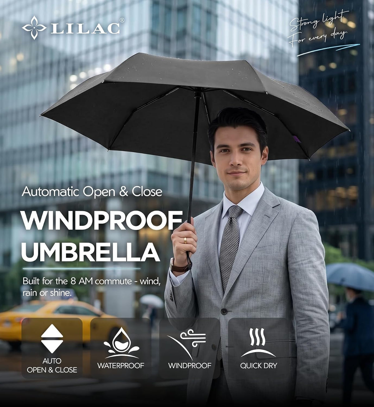 Umbrella Travel Size Compact Auto Open Close, Windproof for Rain