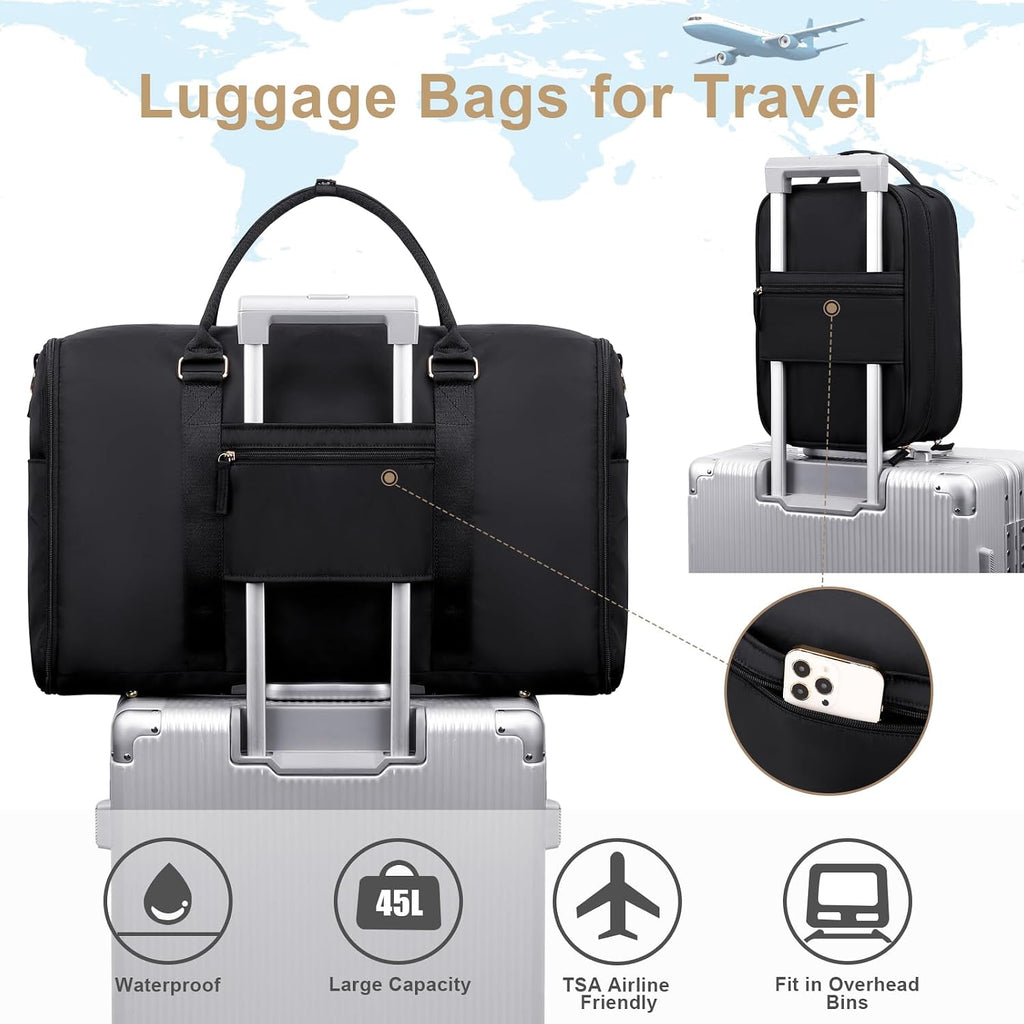 Scothen Convertible Travel Garment Bag,Carry On Garment Duffle Bag with Toiletry and Shoe bag,Garment Bags for Travel,2 in 1 Hanging Dress Suitcase Suit Travel Bags for Women with USB Charging Port