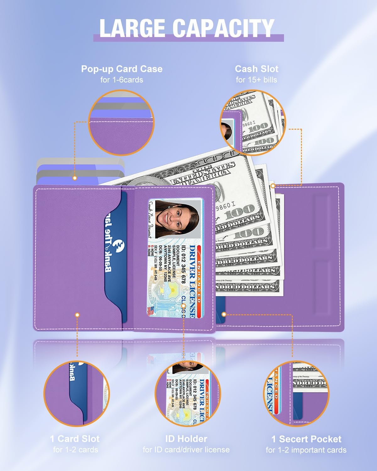 dwnkove Womens Wallet Card Holder - Pop Up Aluminum Case, Premium Flexible Leather, Smart Wallet for Women, RFID Blocking, Slim, Minimalist, Front Pocket - 9-14 Card Capacity | ID Window | Cash Slot