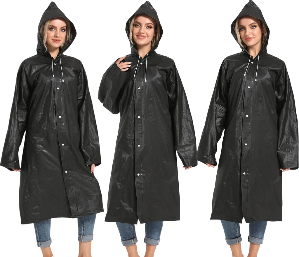 2PCS Borogo Rain Coats for Adults - Reusable Rain Jackets for Men & Women