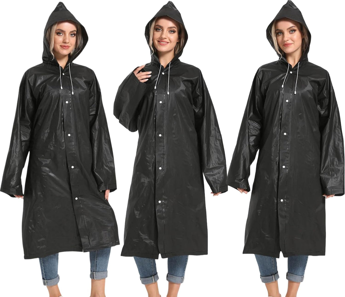 2PCS Borogo Rain Coats for Adults - Reusable Rain Jackets for Men & Women