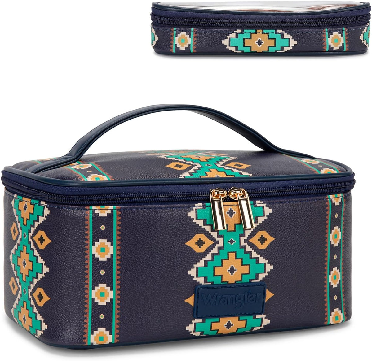 Wrangler Travel Makeup Bag 2pcs Set Cosmetic Bag with Makeup Brush Holder