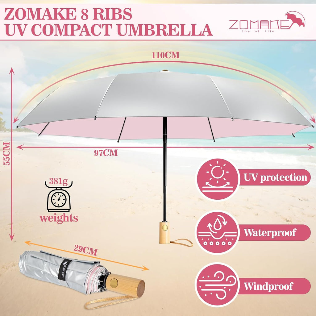 ZOMAKE UV Umbrella for Sun Protection Travel 43/46 Inch