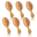 18 Pack Mini Bamboo Hair Brush Bulk, Bulk Natural Wooden Paddle Brush Detangling-Brush Paddle Mini Wood Hairbrushes Wood Hairs Brushs for Women Men Party Favors (Oval)