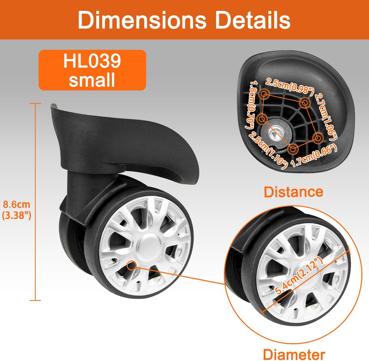 Wheels for Swiss Gear Luggage, Replacement Kit for Spinner Suitcase(HL039-Small)