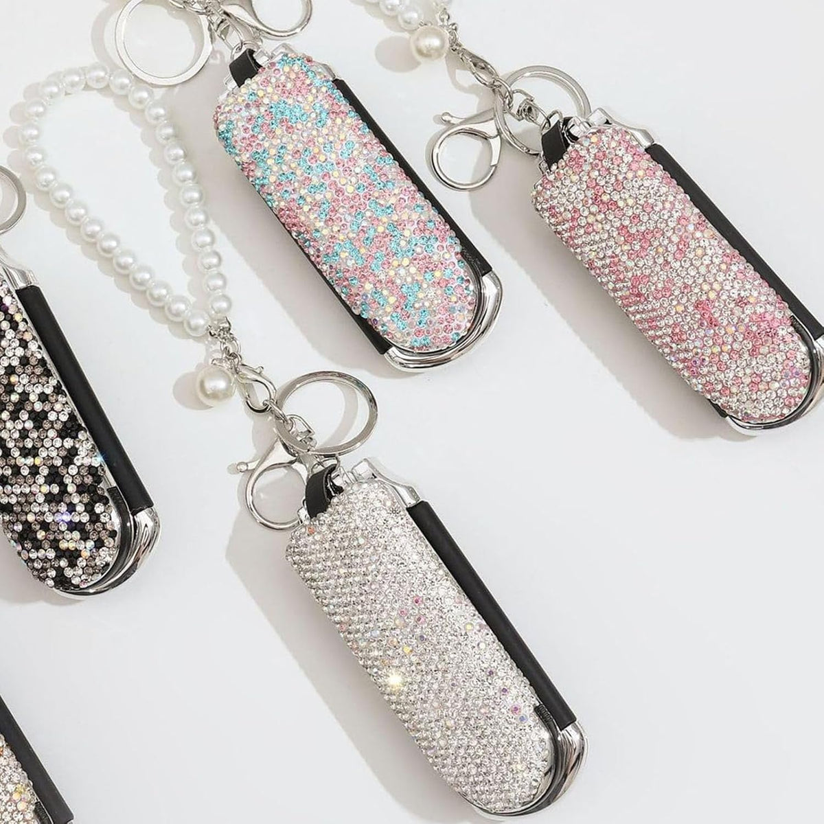 1 Pack Rhinestone Pocket Hair Brush with Mirror Keychain Bling Travel Folding Combs Sparkle Portable Collapsible Compact Comb for Women Silver