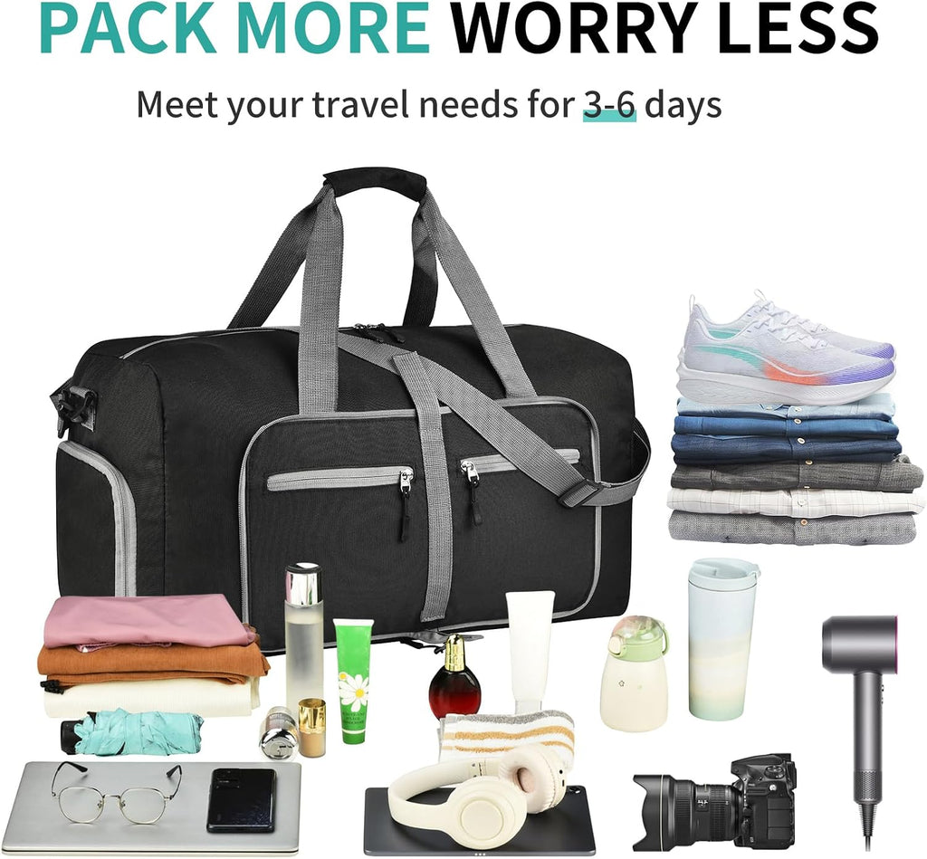Dimayar 85L Foldable Duffle Bag for Travel, Lightweight Weekender Bags