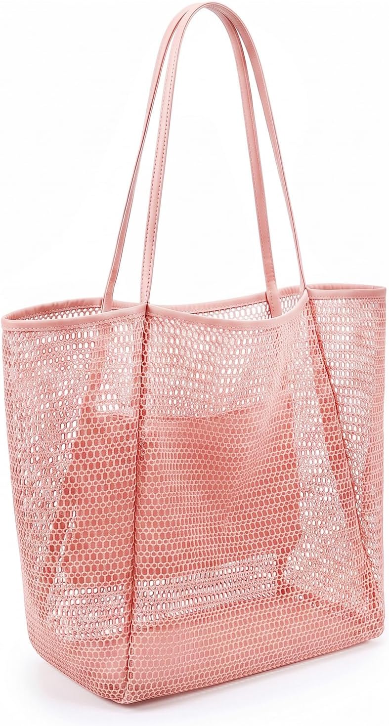1 Pack Hollow Mesh Beach Tote Bag,Mesh Bag,Beach Bags For Women, Tote Bag For Women,Vacation Essentials