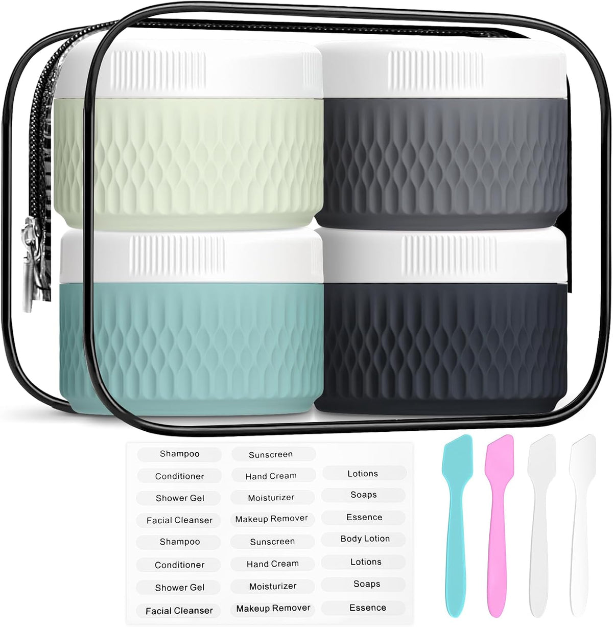 Travel Containers for Toiletries, 2oz Silicone Cream Jars BPA Free