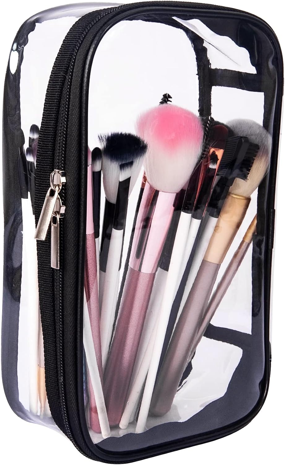 Portable Zippered Transparent Vinyl Travel Cosmetic Bag Clear PVC Makeup Kits Organizer Utility Pouch See Through Plastic TSA Approved Toiletry Carry Pouch