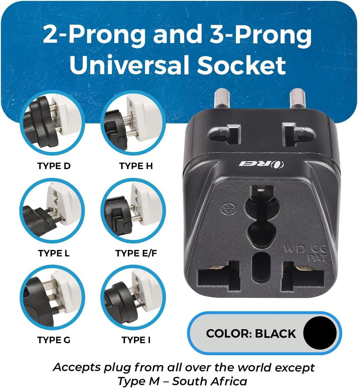 OREI USA to Europe, Turkey, Spain & More (Type C) Travel Adapter Plug - 2 in 1 - CE Certified - RoHS Compliant - 300 Pack - Black