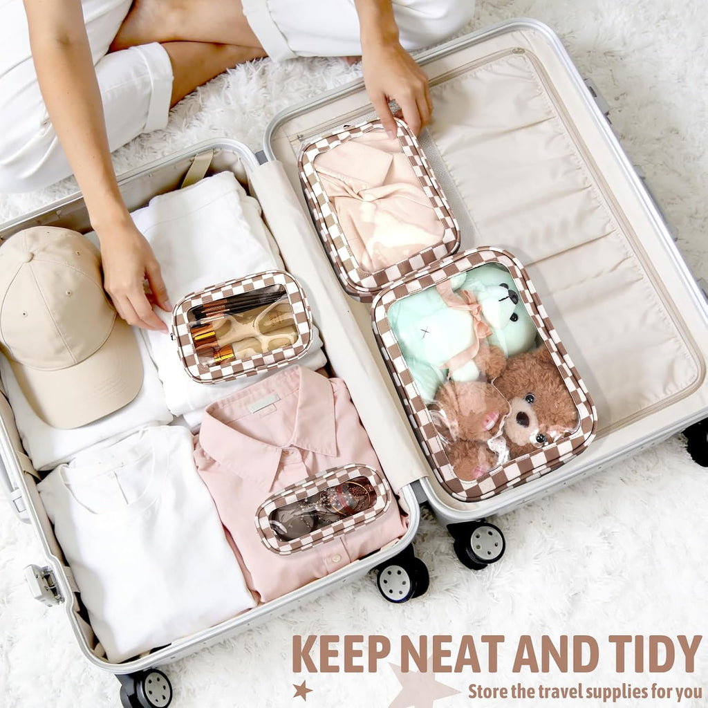 YOPCDJ 5PCS Diaper Bag Organizer Pouch Set, TSA Approved Toiletry Bag, Clear Waterproof TPU Makeup Bag Set Travel Organizer Bags for Women and Kids