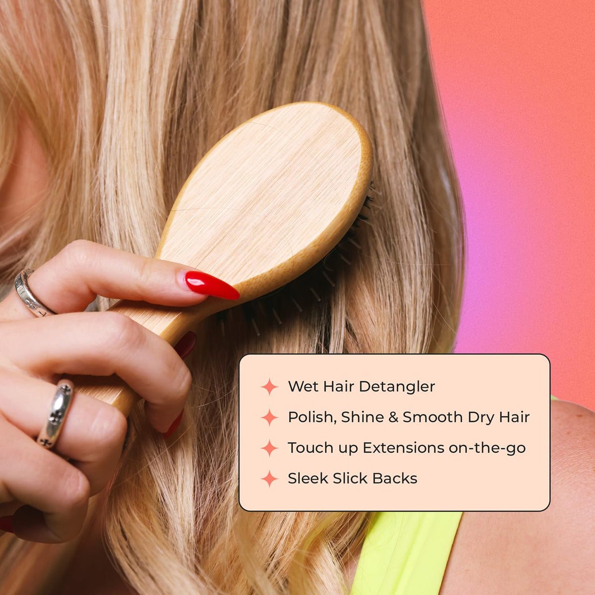 INH Mini Boar Bristle Hair Brush | Travel Size Detangling Paddle Brush
