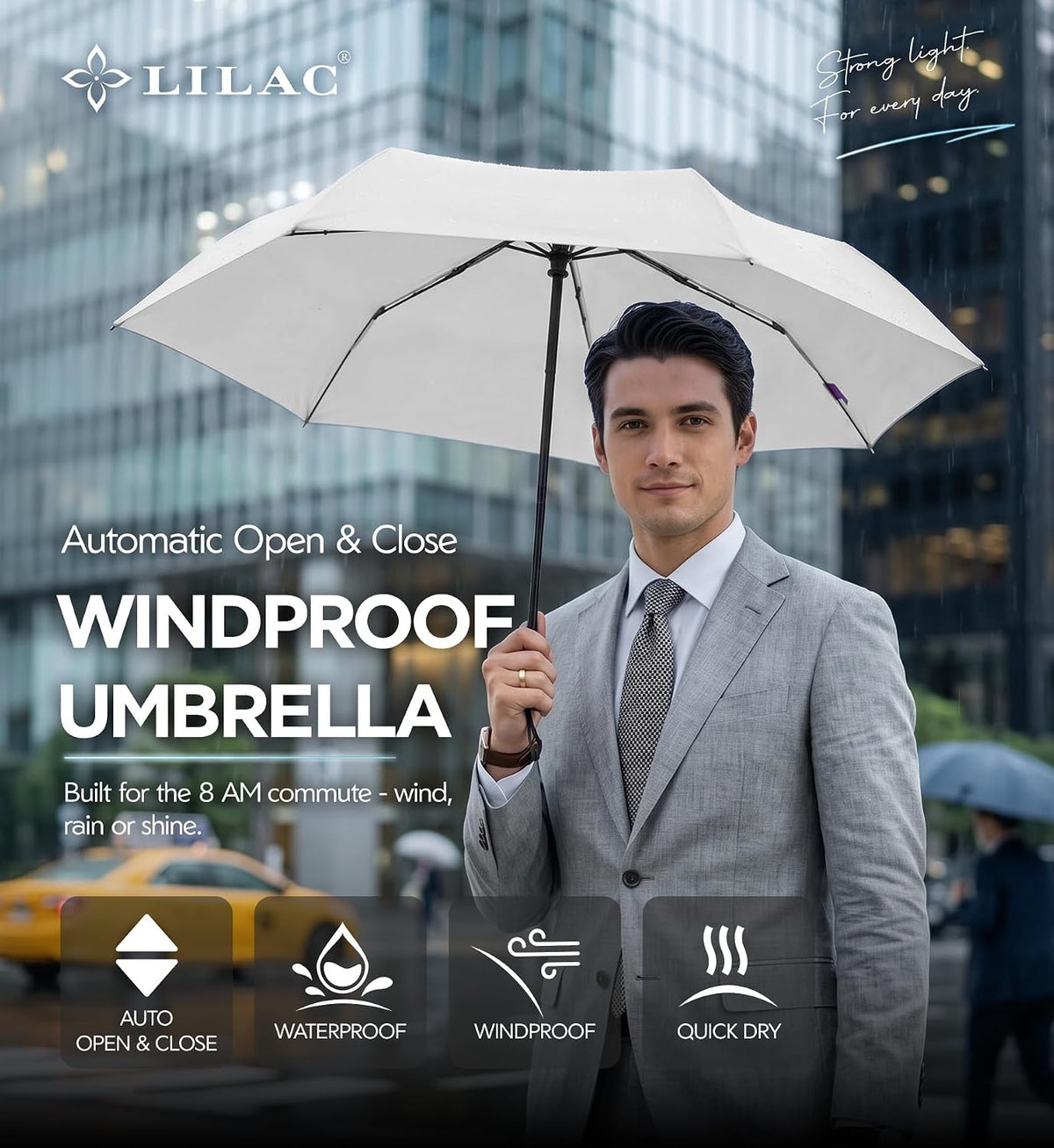 Umbrella Travel Size Compact Auto Open Close, Windproof for Rain