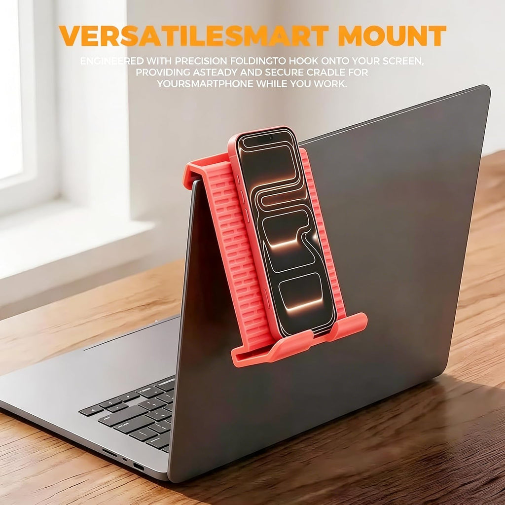 Flexible Silicone Aluminum Phone Holder Tablet Stand with Charging Port Design, Foldable Airplane Laptop/Phone Stand for Home Office Travel (Pink)