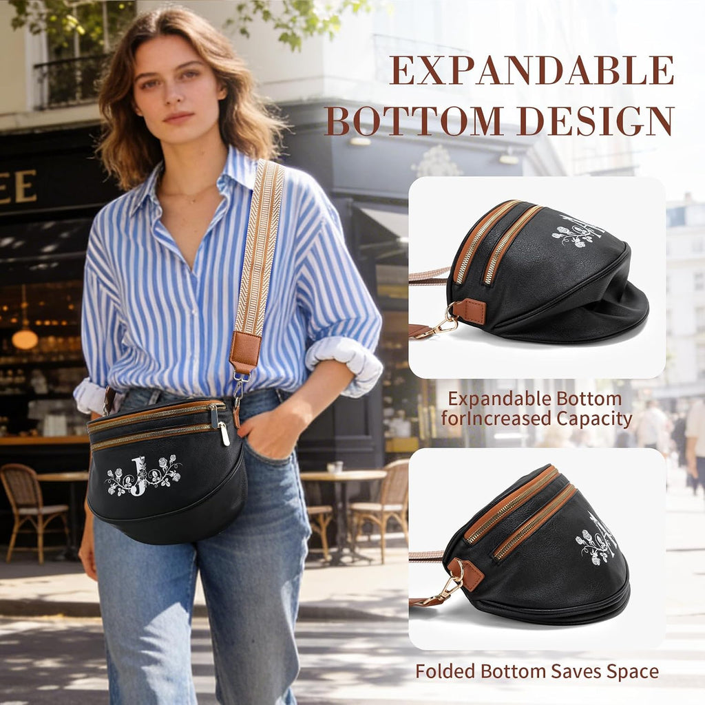 Viverte Personalized Gifts for Women Initial Bum Bags Pu Leather Crossbody Bags Letters Purses for Mom
