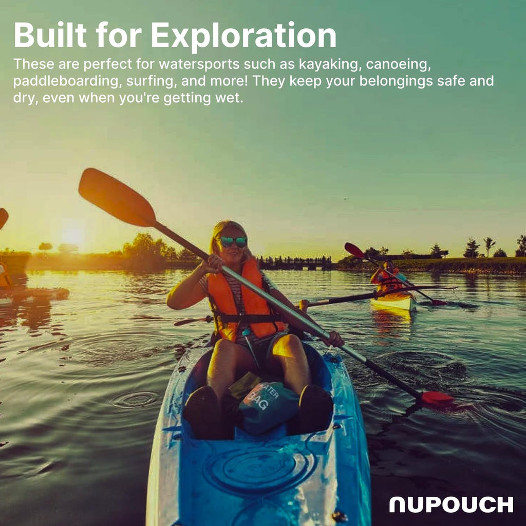 Nupouch Waterproof Dry Bag: 2L/5L/10L/20L Roll Top Lightweight Dry Storage Bag, Backpack for Travel, Swimming, Boating, Kayaking, Camping, or Beach