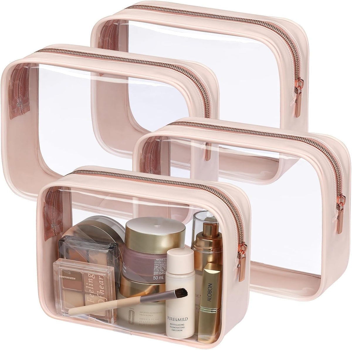PACKISM Clear Makeup Bag Foldable - TSA Approved Toiletry Bag for Travel