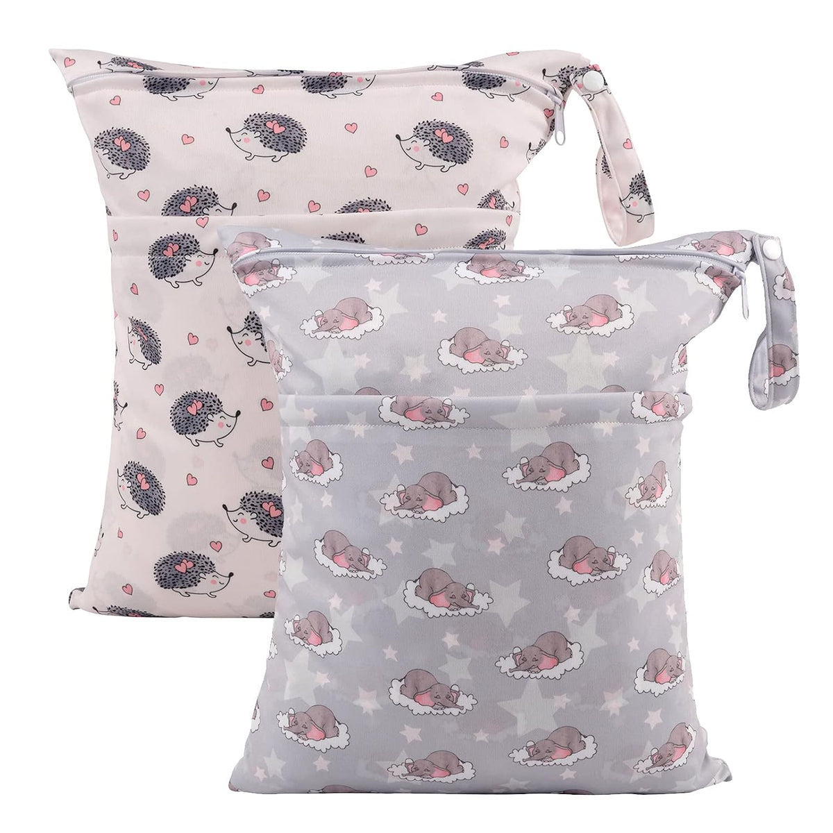ALVA ALVABABY 2pcs Cloth Diaper Wet Dry Bags Waterproof Reusable with Two Zippered Pockets Travel Beach Pool Daycare Soiled Baby Items Yoga Gym Bag for Swimsuits or Wet Clothes LZD2324