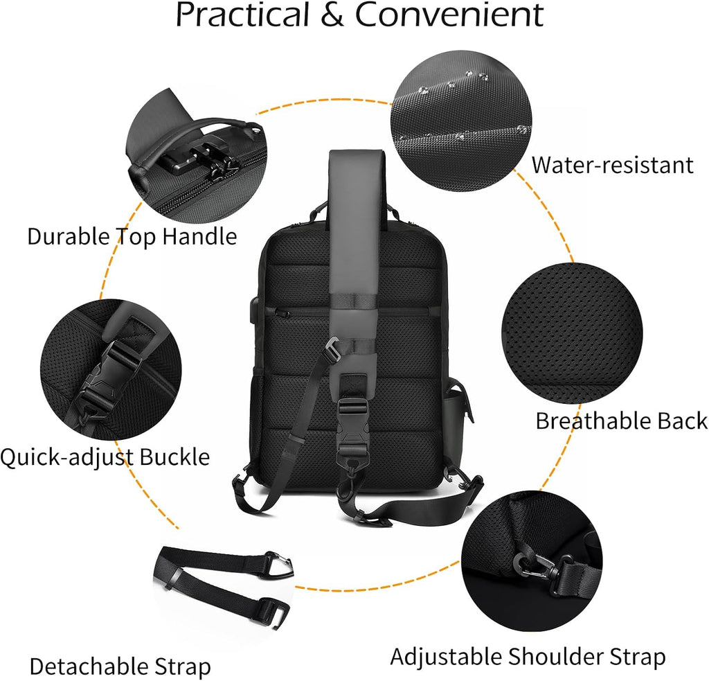 Leaper Large Crossbody Sling Bag: Fits 13" Laptop, 32oz Water Bottle & iPad