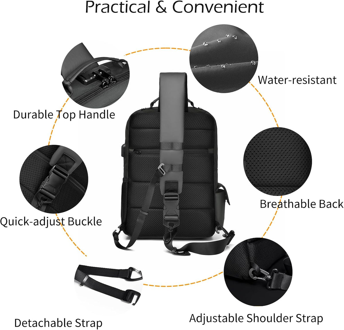 Leaper Large Crossbody Sling Bag: Fits 13" Laptop, 32oz Water Bottle & iPad