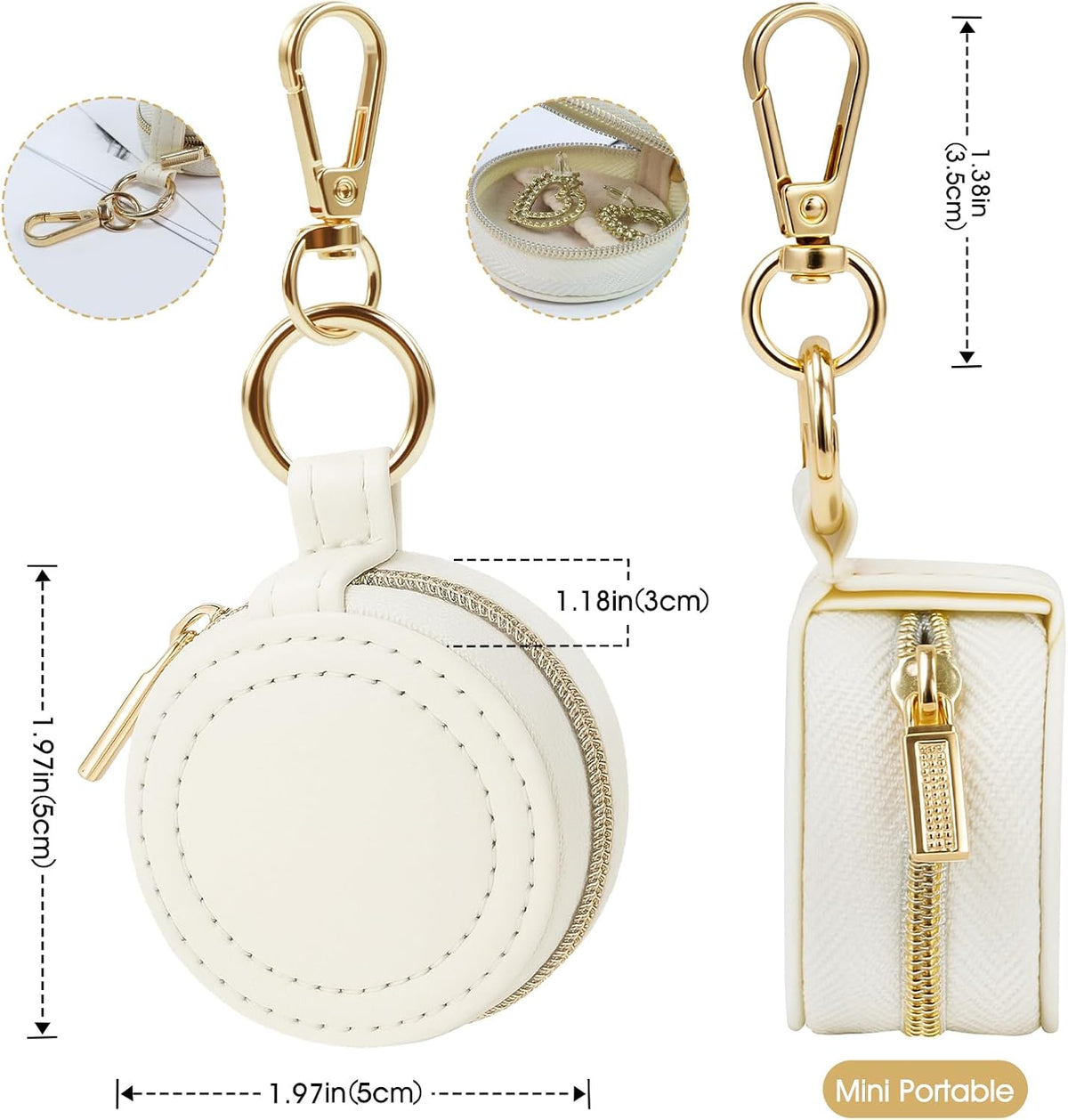 Portable Ring Keychain Holder - White Jewelry Holder