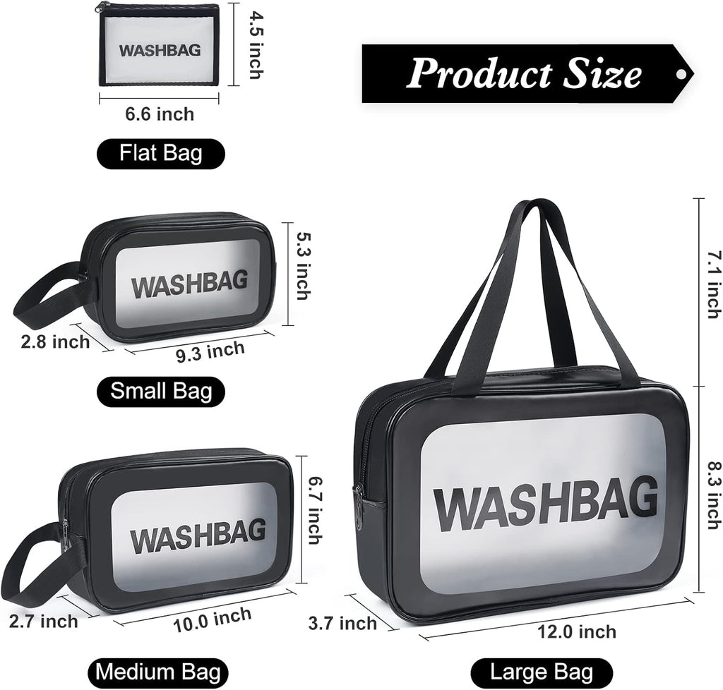YuanCheng 4pcs PU Leather Portable Toiletry Bags with Handle, Translucent Waterproof travel Make up Bags for Women, Large Capacity Travel Cosmetic Bags