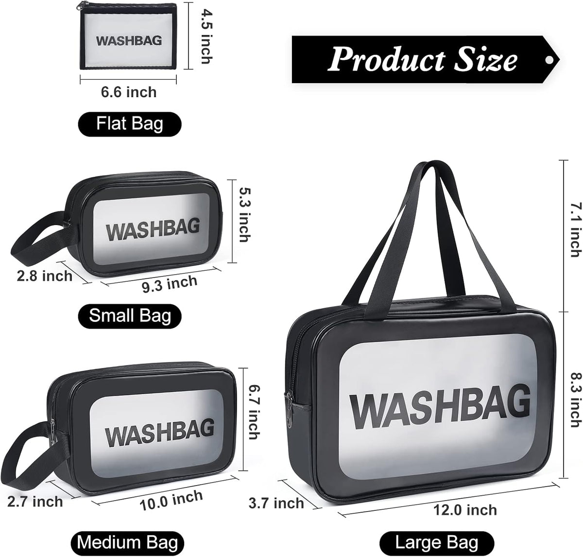 YuanCheng 4pcs PU Leather Portable Toiletry Bags with Handle, Translucent Waterproof travel Make up Bags for Women, Large Capacity Travel Cosmetic Bags
