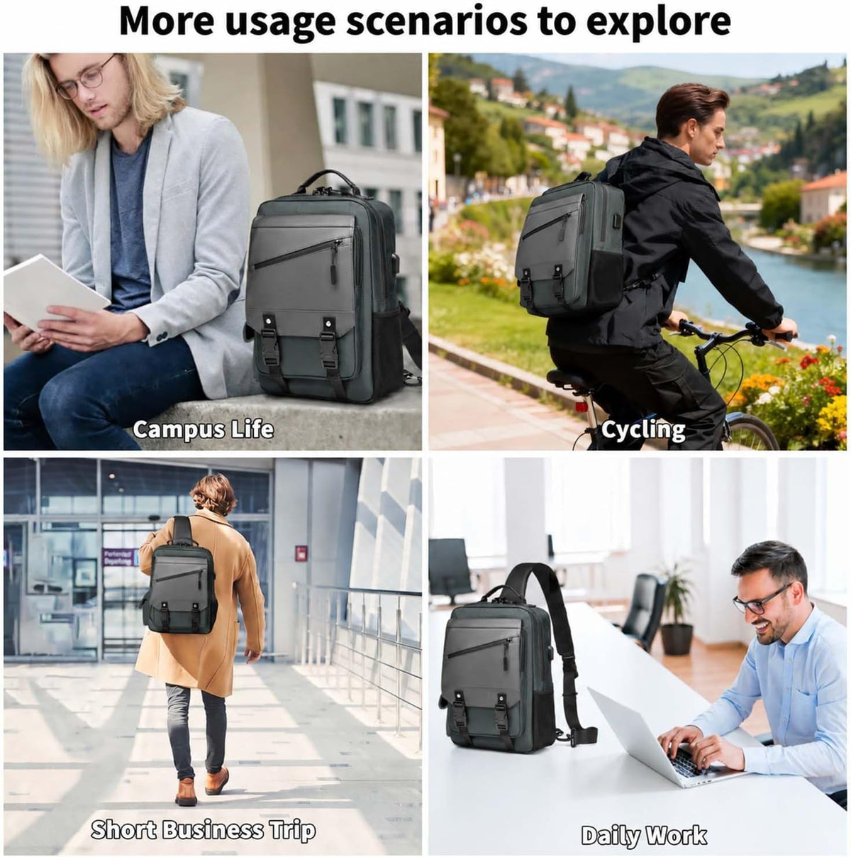 Leaper Large Crossbody Sling Bag: Fits 13" Laptop, 32oz Water Bottle & iPad