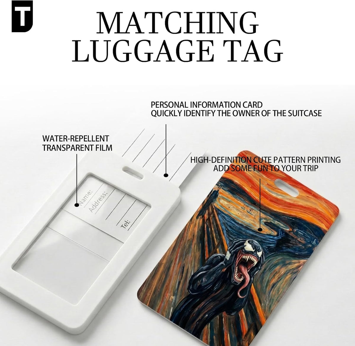 Travel Passport Holder and Luggage Tag Set PU Leather Passport Wallet Case, Funny Art Mashup Design Stylish Travel Accessories for Men and Women, Gift for Travelers