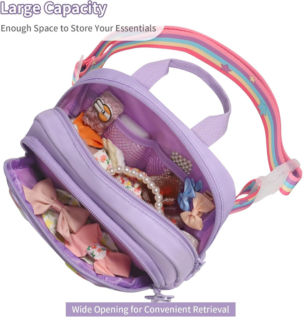 Fanny Pack for Girls, Cute Purse for Girls Teens Crossbody Bag for Kids Belt Bag With 2 Compartments Trendy Stuff Graduation Birthday Gifts for 4 5 6 7 8 9 10 11 12 13 Years Old Initial A-Purple
