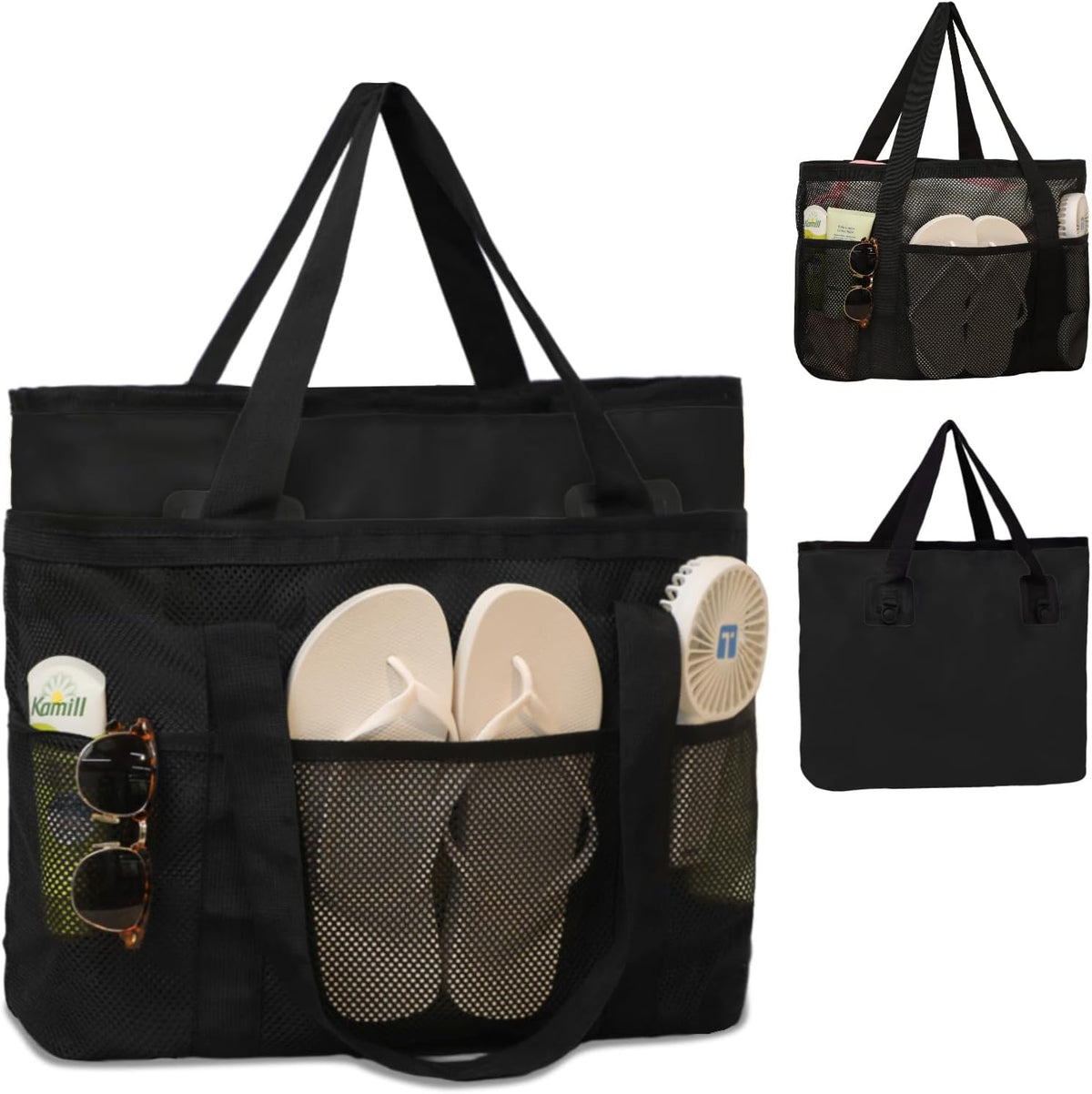 miss fong Mesh Beach Bag - Beach Bags for Women Pool Bag Swim Bag – 2-in-1 Waterproof Beach Tote Bag Wet/Dry Separation