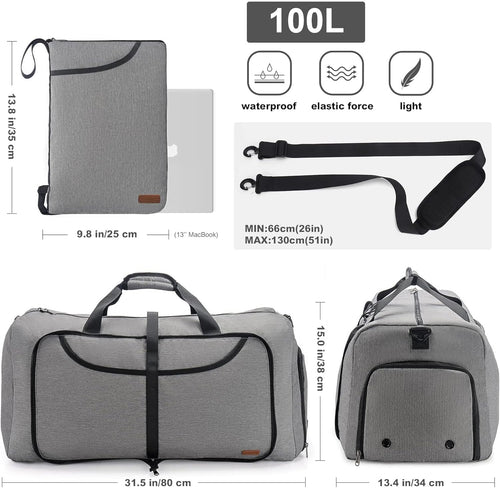 100L Duffle Bag for Travel, Large Foldable Waterproof Travel Duffel Bag