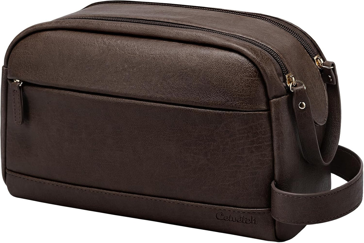 PU Leather Toiletry Bag for Men, Dark Brown