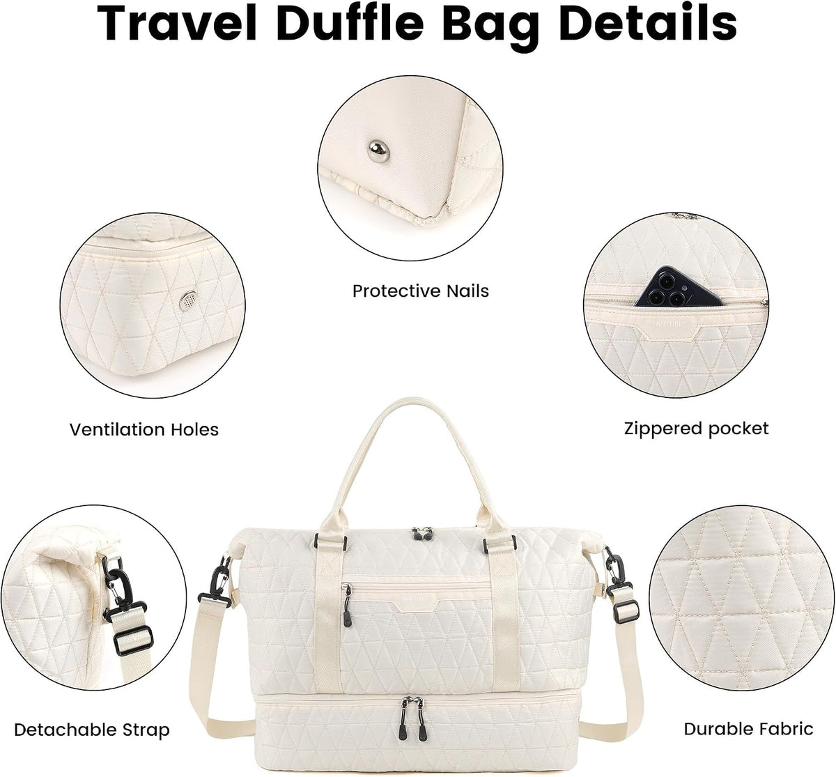 TANTOMI Travel Duffle Bag, Weekender Bags for Women, 3PCS Personal Item Bag