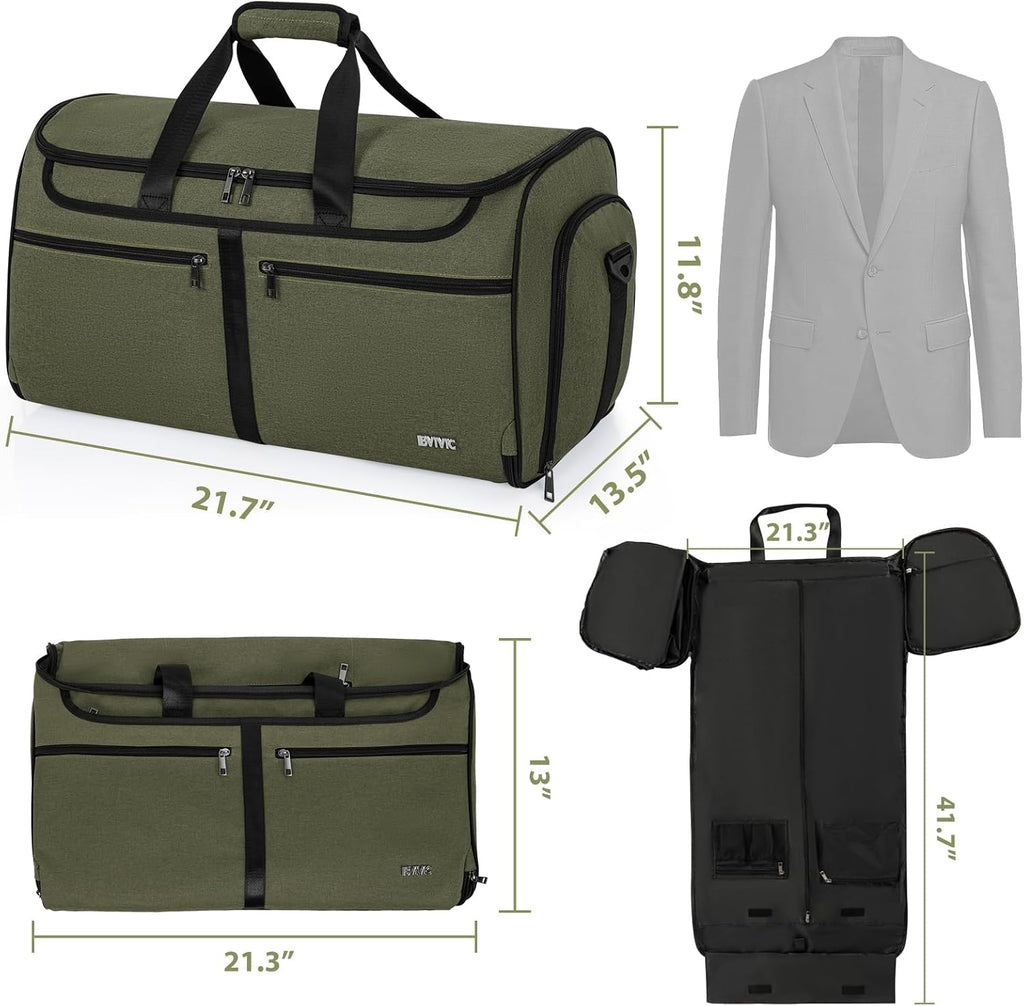 IBVIVIC Convertible Garment Bags for Travel, 50L Travel Garment Bag, Green