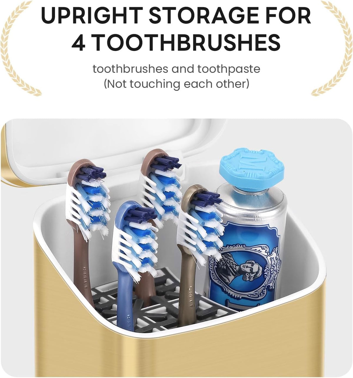 GFWARE Gold Bathroom Toothbrush Holder with Cover, Ventilated & Drainage