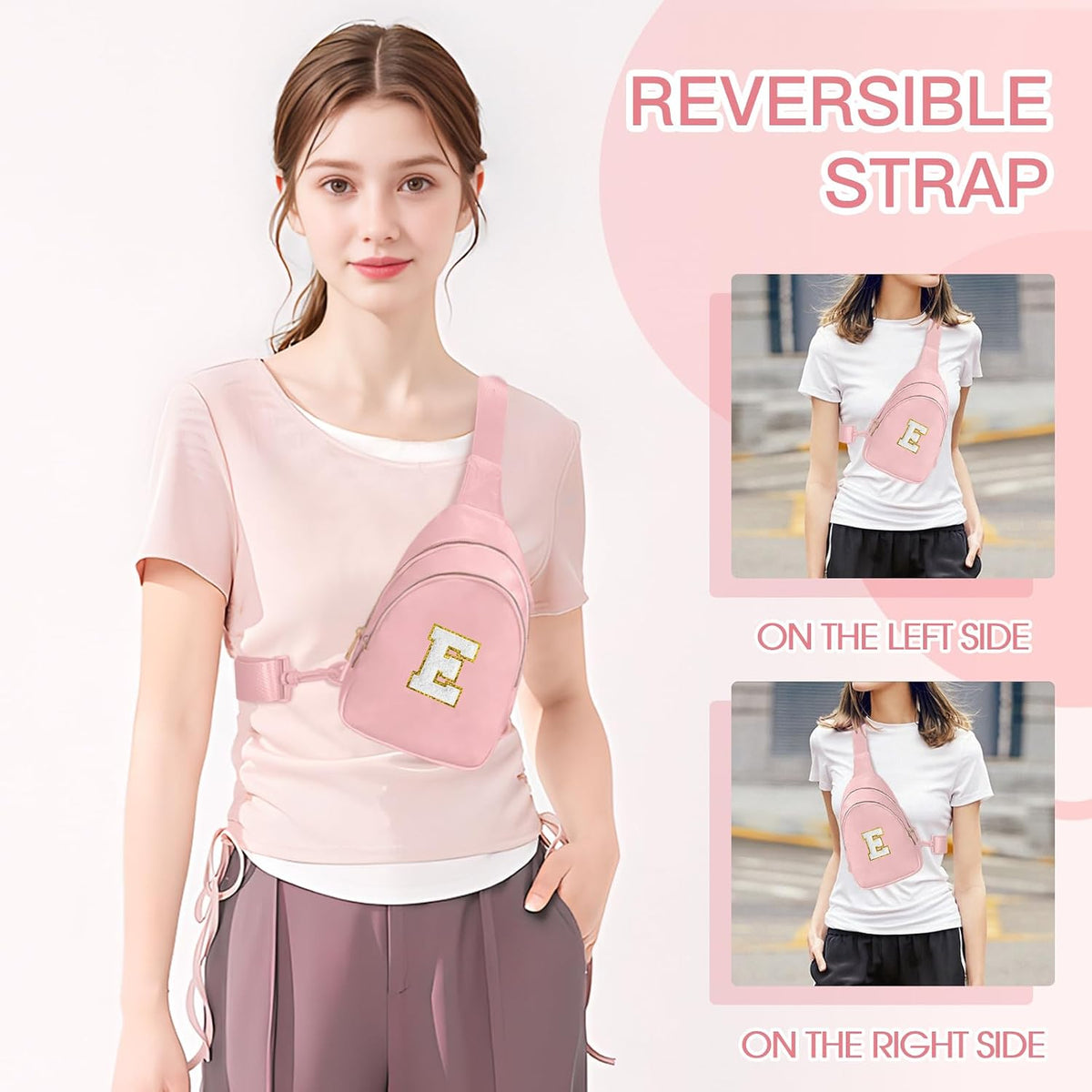 Viverte Birthday Gifts for 7 8 9 10 11 12 13 Year Old Girls Small Initial Sling Bag Cross Body Bag Fanny Pack for Girls