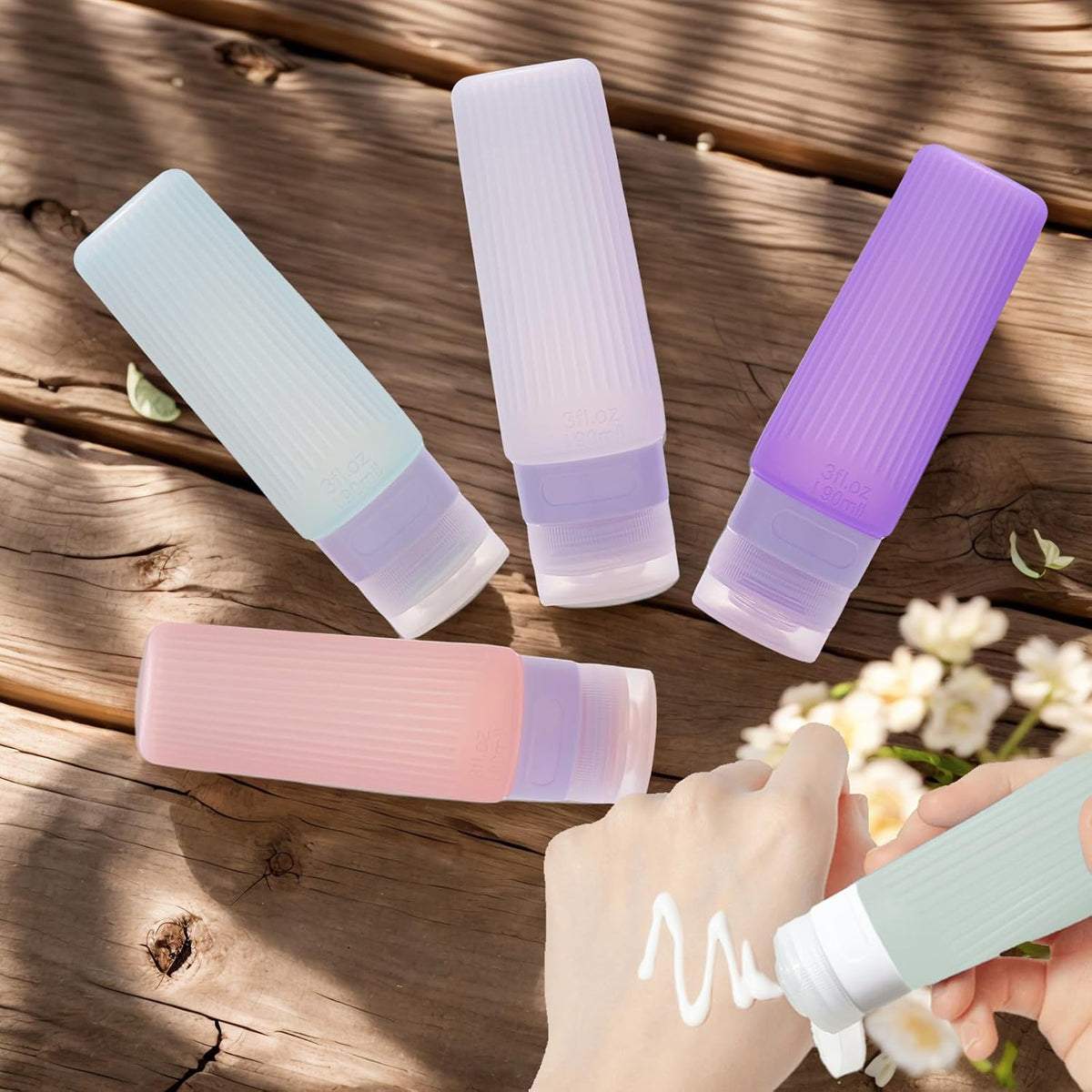 15 Pack Silicone Travel Bottles TSA Approved 3oz, Opal Shaped Leak Proof Refillable Toiletry Containers, BPA Free Wide Mouth Portable Travel Size Bottles for Shampoo Conditioner Lotion Body Wash