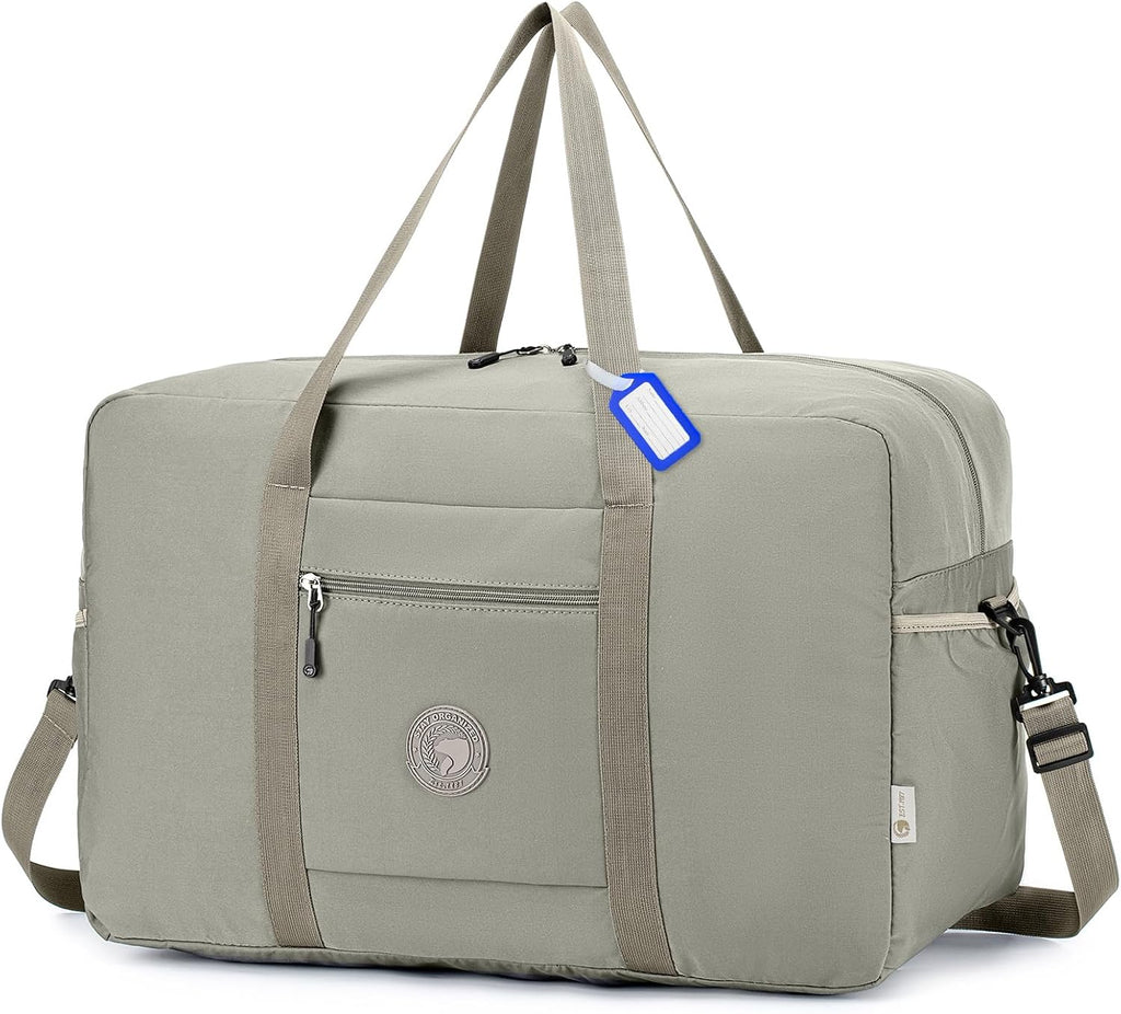 Carry on Bag 22x14x9 Airlines Approved, Gift for 2026 Graduation Storage&Moving 48L Canvas Travel Duffel Bags for Men Women Duffle Bag for Airplane (Khaki)