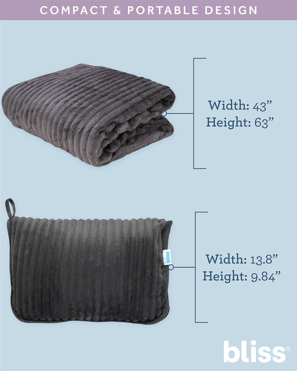 Bliss Faille Travel Pillow & Blanket Set, 2-in-1, Compact